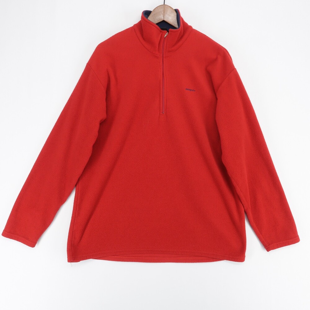 Vintage Patagonia Capilene Pullover Mens XL Red Fleece Quarter Zip Mock Neck USA